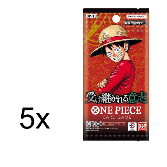 One Piece - 5x Booster Packs Carrying on his Will OP-13 JAPANISCH